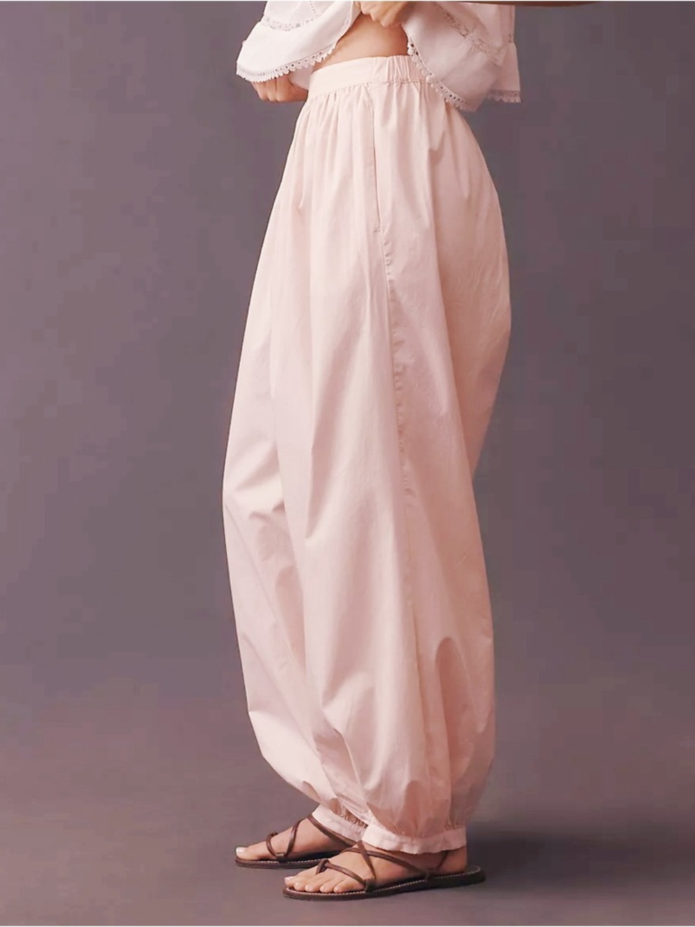 Anthropologie / Maeve Pink Poplin Genie Pants